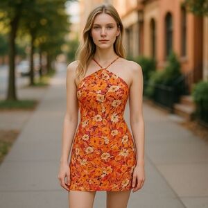Express Tangerine Floral Dress